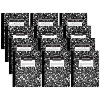 C-Line® Composition Notebook, 100 Page, Wide Ruled, Black Marble, Pack of 12
