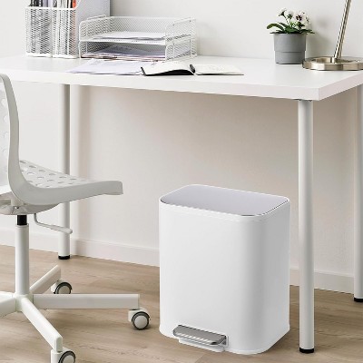 Kitchen Trash Can with Lid, Stainless Steel Garbage Can with Foot Pedal & Removable Inner Bucket, Rectangular Step On Waste Bin