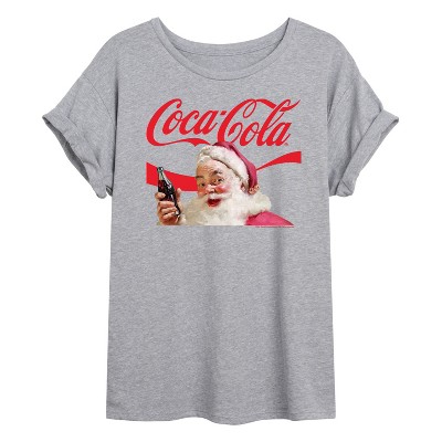 Women's - Coca-Cola - Santa Closeup Coca Cola Logo Oversized Graphic T-Shirt