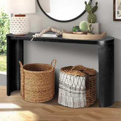 MOEPISY 60 Inch Thick Top Entryway Table, Curved Legs, Black