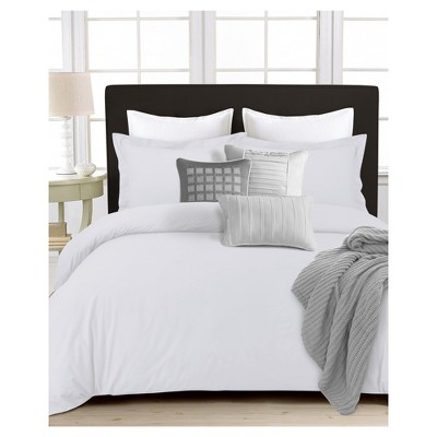 3pc 350 Thread Count Cotton Percale Solid Duvet Cover Set - Tribeca Living