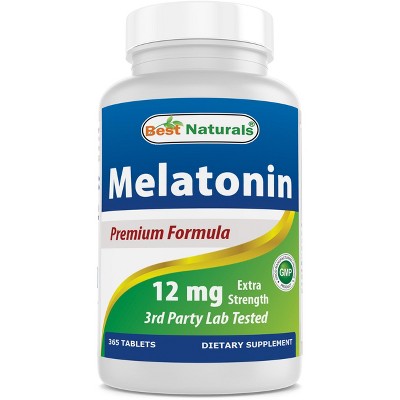 Best Naturals Melatonin 12 mg 365 Tablets (1 Year Supply) | Drug-Free Nighttime Sleep Aid - Melatonin for Sleep and Relaxation