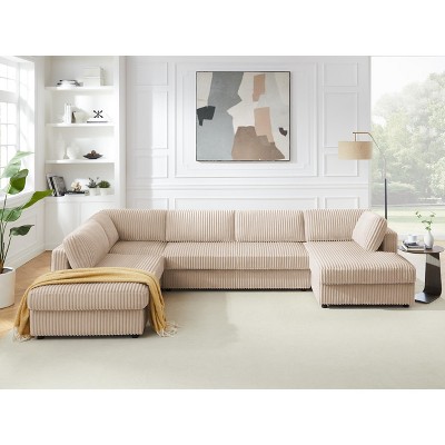VANOMi  133.1'' Corduroy Upholstered Sectional Sofa