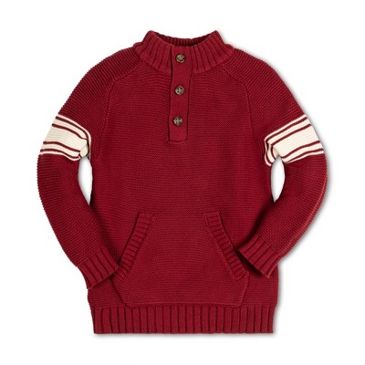 Hope & Henry Boys'  Long Sleeve Mock Neck Raglan Sweater with Kanga Pocket, Infant