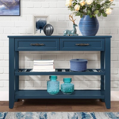 NicBex Antique Console Table with Storage,Wood Entryway Table with 2 Drawers & 2 Tiers Shelves,Foyer Tables for Entryway,Living Room,Hallway