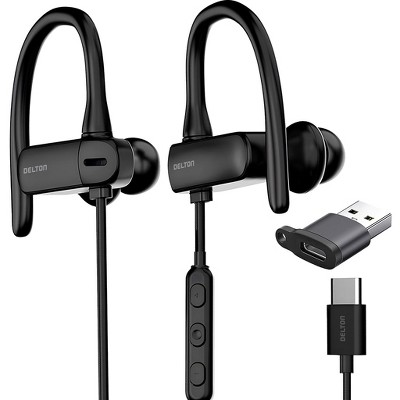 Delton 24EC Wired Earbuds with Microphone, Ergonomic In-Ear USB C, USB A