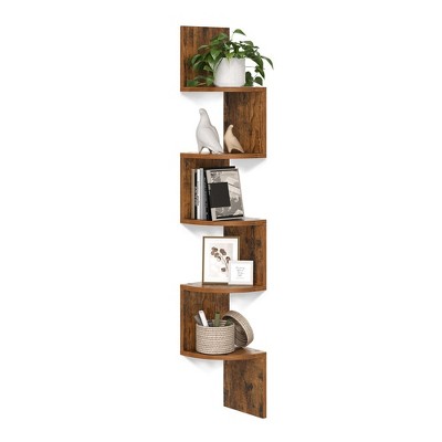 VASAGLE Corner Shelf, 5-Tier Floating Wall Shelf Plant Shelf