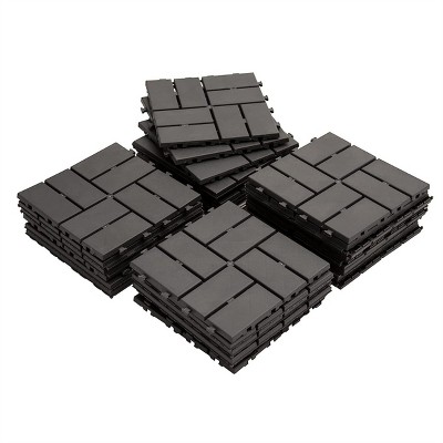 Syemin Carpet Tiles Patio Interlocking Deck Tiles Composite Decking Tiles Checked Outdoor Flooring Tile for Balcony Porch, Gray, 12.99"*6.5"*12.99"