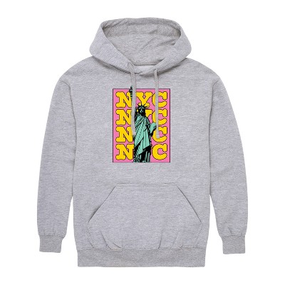 Men's - Instant Message - NYC Statue Of Liberty Stacked Graphic Fleece Pullover Hoodie