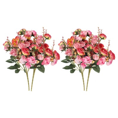 Unique Bargains Home Wedding Decoration Branch Heads Silk Artificial Mini Rose with Stem