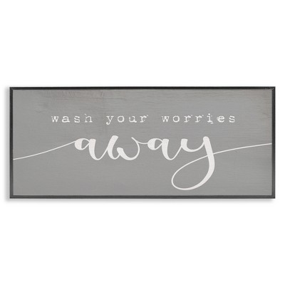 Stupell Industries Wash Your Worries Away Phrase Black Framed Giclee Art