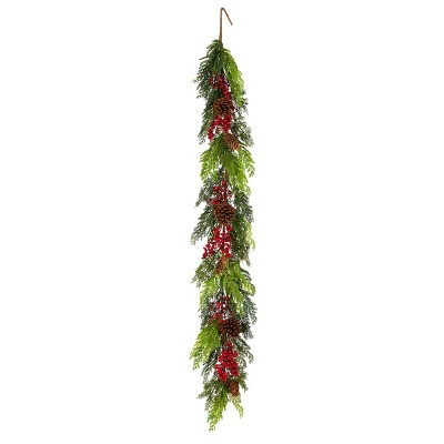 5' Unlit Evergreen Artificial Christmas Garland with Berries and Pine Cones - National Tree Company
