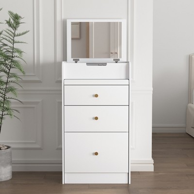 Gulches Small Vanity Desk with Mirror - White Makeup Vanitys Set Make up Table with Chair, Drawers, Mini Dressing Table for Girls Bedroom Living room