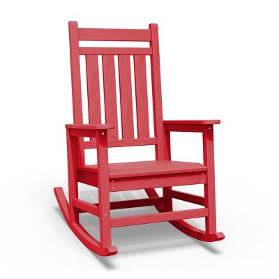 Hyleory HDPE Modern Resin Outdoor Rocking Chair, Patio Adirondack Chair for All Seasons