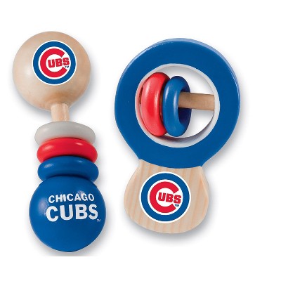 BabyFanatic Wood Rattle 2 Pack - MLB Chicago Cubs Baby Toy Set