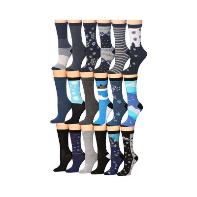 Tipi Toe Women's 18-Pairs Value Pack Colorful Super Classy Fashion Crew Socks