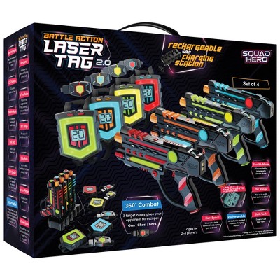Squad Hero Rechargeable Laser Tag Toy Gift - 4 Blasters & Vests - Ages 8+, Birthday Gifts for Boys