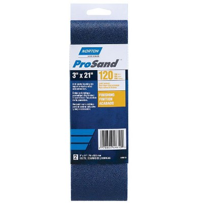 Norton ProSand 21 in. L X 3 in. W Zirconia Alumina Cloth Portable Sanding Belt 120 Grit Medium 2 pk