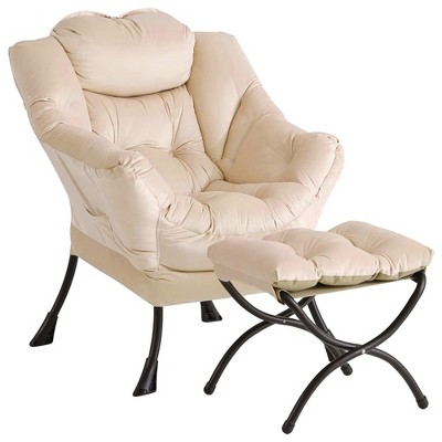 Jojoka Lazy Sofa Chair with Soft Bag Upholstery and Iron Frame, Ergonomic Backrest & Footrest, Perfect for Living Room & Lounge