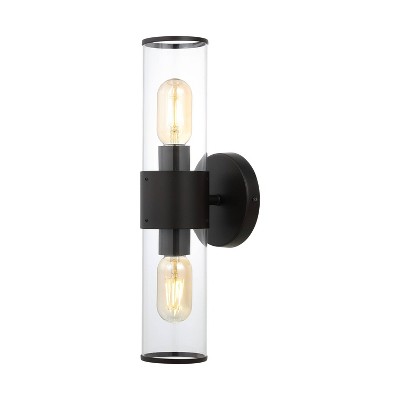 15.5" 2-Light Quinn Mid-Century Modern Iron/Acrylic LED Sconce - JONATHAN Y