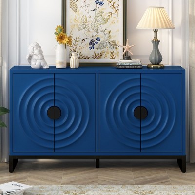 NicBex 4-Door Storage Cabinet, Adjustable Shelves Sideboard Buffet Cabinet with Storage Stunning Water Wave Door for Kitchen, Living Room, Corridor