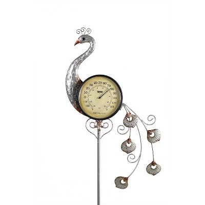 Poolmaster Outdoor Thermometer Garden Stake - Peacock