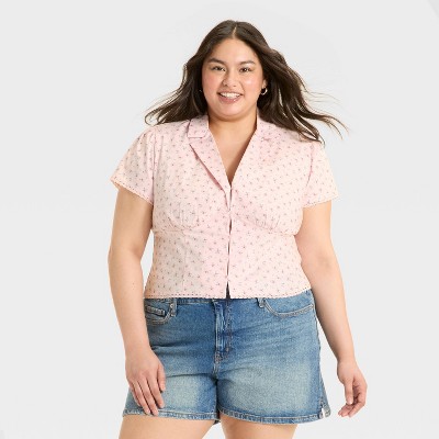 Women's Cap Sleeve Collared Blouse - Wild Fable™