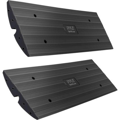 Pyle 4ft Heavy Duty Vehicle Threshold Bridge Track Curb Ramps - PCRBDR21 - Black - 2ct