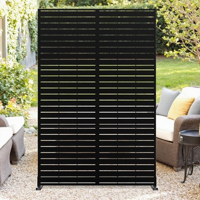 CuisinSmart Privacy Screen, Outdoor Decorative Panels with Stand, Planter Wall Metal Fence Panels, Modern Privacy Screen Fence Free Standing