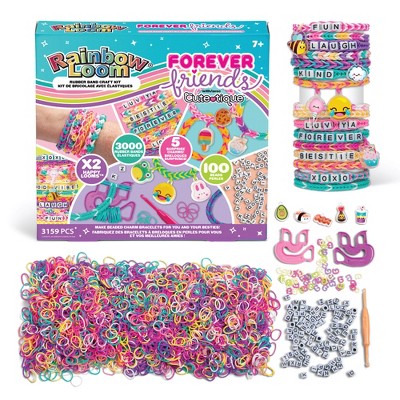 Rainbow Loom Forever Friends – 3000+Rubber Bands,100 Alpha Beads,10 Charms,Looms