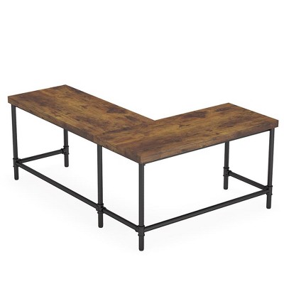 Resenkos Computer Desk, Gaming Desk,67" L-Shaped Desk, Industrial Reversible Computer Corner Desk,Rustic Brown