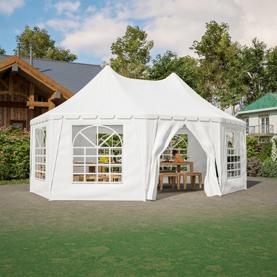 Gulches 20'x15' Heavy Duty Party Tent with 1 Door and 7 Windows, Waterproof & UV Protection for Events, Picnics, and Weddings, White