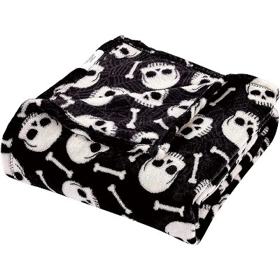 Kate Aurora Ultra Soft & Cozy Halloween Spooky Skulls & Bones Ultra Plush Throw - 50 in. W x 60 in. L