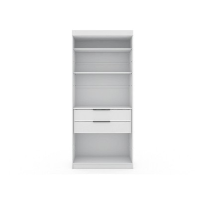 Mulberry 1 Open Sectional Closet White - Manhattan Comfort: Modern Storage, 2 Drawers, 4 Shelves