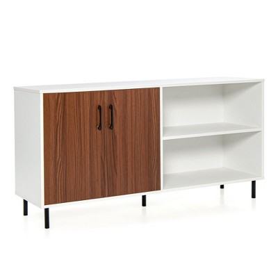 Tangkula Modern Buffet Sideboard Kitchen Storage Cabinet w/ 2 Doors & Open Compartments