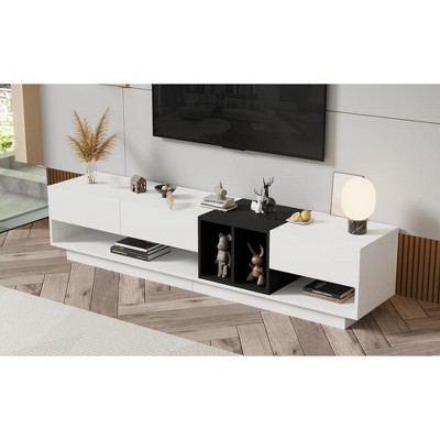 Grungis 3 Drawers TV Stand for TVs Up to 80 Inch,Console Table with Versatile Compartment for Bedroom,Living Room