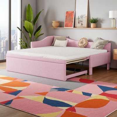 Polibi L-Shaped Twin Upholstered Daybed with Pop-Up Trundle