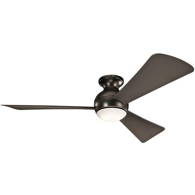 Kichler 54" Sola Olde Bronze Wet LED Hugger Ceiling Fan with Wall Control