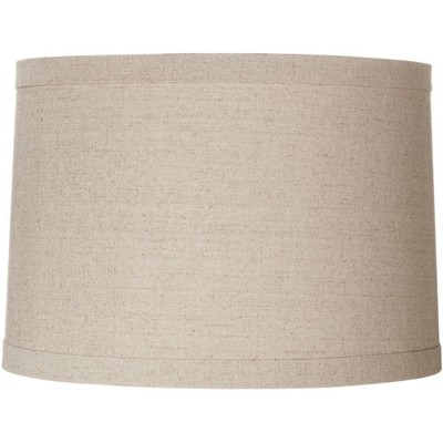 Springcrest Natural Linen Medium Drum Lamp Shade 15" Top x 16" Bottom x 11" High (Spider) Replacement with Harp and Finial