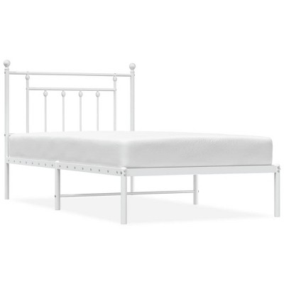 vidaXL 12" White Twin Metal Bed Frame with Headboard No Mattress