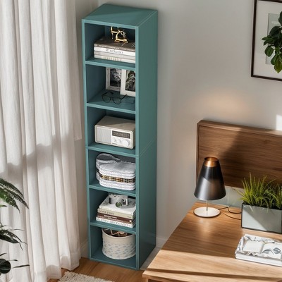 Hommoo 70.9" Corner Bookcase, Modern 6-Tier Narrow Cube Display Shelves