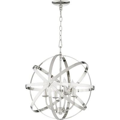 Quorum Lighting Celeste 4-Light Chandelier, Polished Nickel, 19W x 21H, Chain Hanging, Dry Rated
