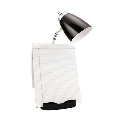 Gooseneck Organizer Desk Lamp with iPad Tablet Stand Book Holder and Charging Outlet - LimeLights