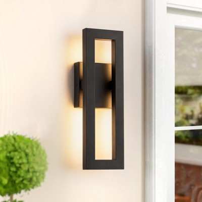 Rennnsan Lumetra 14"H Hardwired Rectangle Aluminum Industrial LED Dimmable Outdoor Wall Sconce in Black