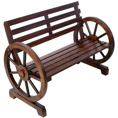 Lyngins Heavy Duty Wooden Outdoor Rocking Bench, Solid Wood Outdoor Bench Weatherproof, Patio Loveseat/Porch Bench for Front Porch/Patio/Garden