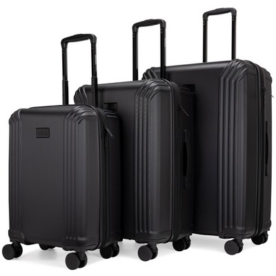 Badgley Mischka Evalyn 3pc Hardside Checked Expandable Spinner Luggage Set