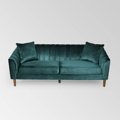 Ansonia Contemporary Velvet Sofa Teal - Christopher Knight Home