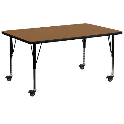 Emma and Oliver Mobile 30x72 Oak Thermal Laminate Preschool Activity Table
