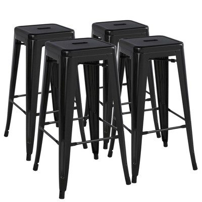 Yaheetech Set of 4 Metal Backless Counter Height Bar Stools Stackable Chairs