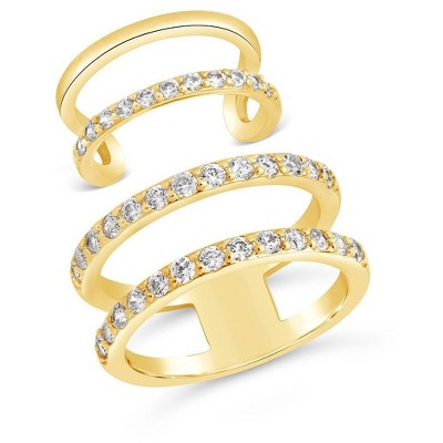 SHINE by Sterling Forever Stackable CZ Open Band & Midi Ring Set